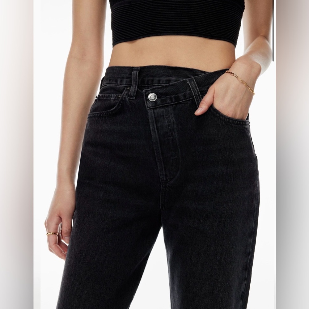 Agolde Black Criss Cross Straight Jeans